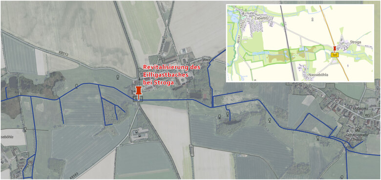 Karte zur Verortung Maßnahme Revitalisierung Elligastbach bei Stroga