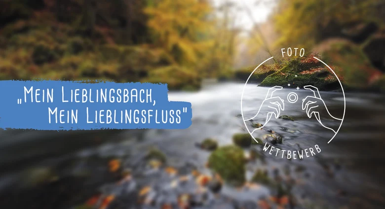 Postkarte zur Werbung für Wettbewerb »Mein Lieblingsbach, mein Lieblingsfluss«