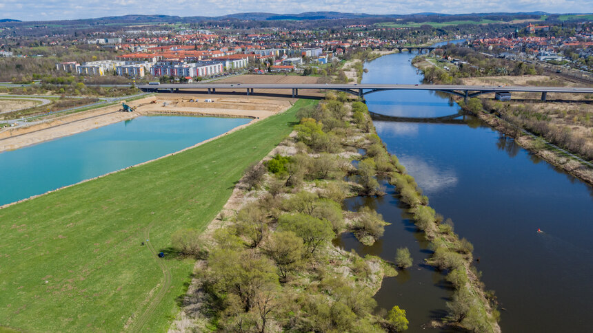 Überblick über die Elblachen Pratzschwitz bei Pirna