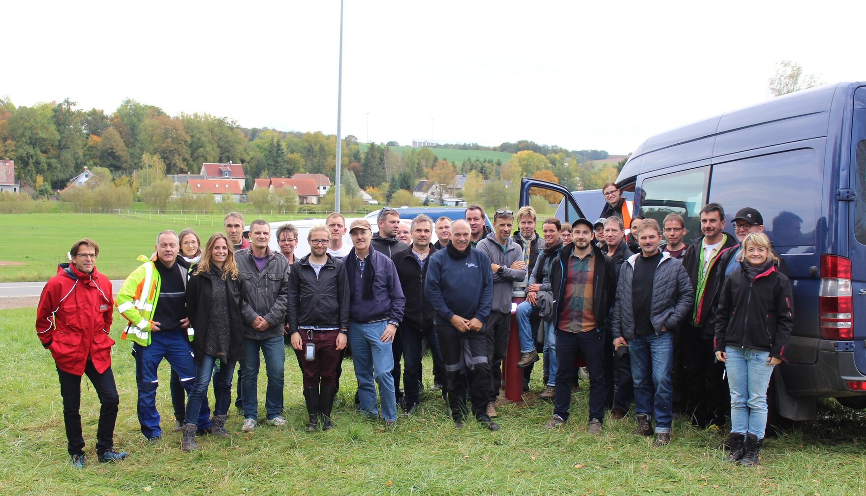 Teilnehmer der gemeinsamen Probennahme in Neukirchen bei Crimmitschau