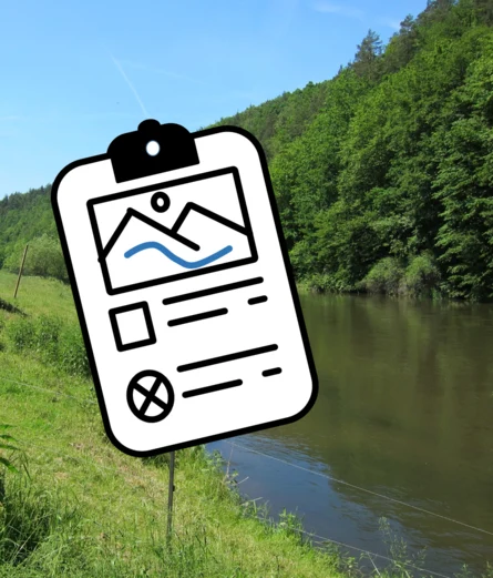 Gewäser und Symbol für Daten und Steckbriefe