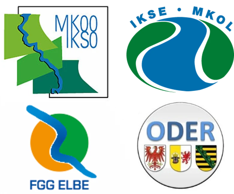 Logos FGG Elbe, IKSE, IKSO, koordinierte FGE Oder