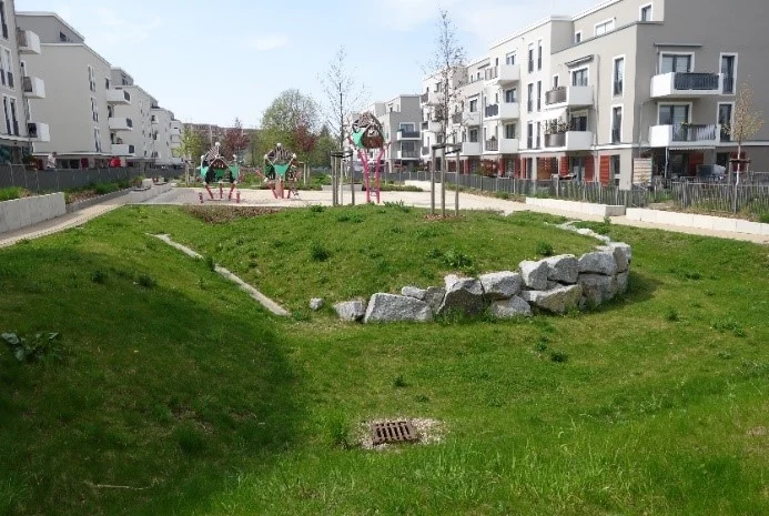 Retentionsmulden in der Kräutersiedlung Gorbitz