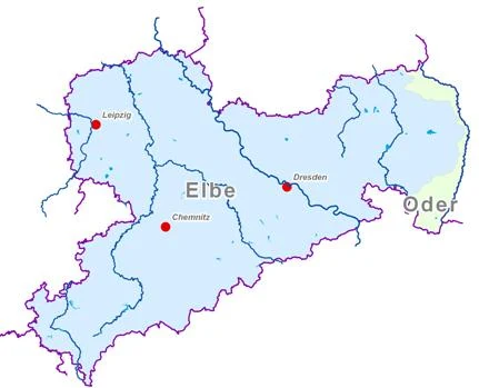 Karte Flussgebietseinheiten in Sachsen (Elbe und Oder)