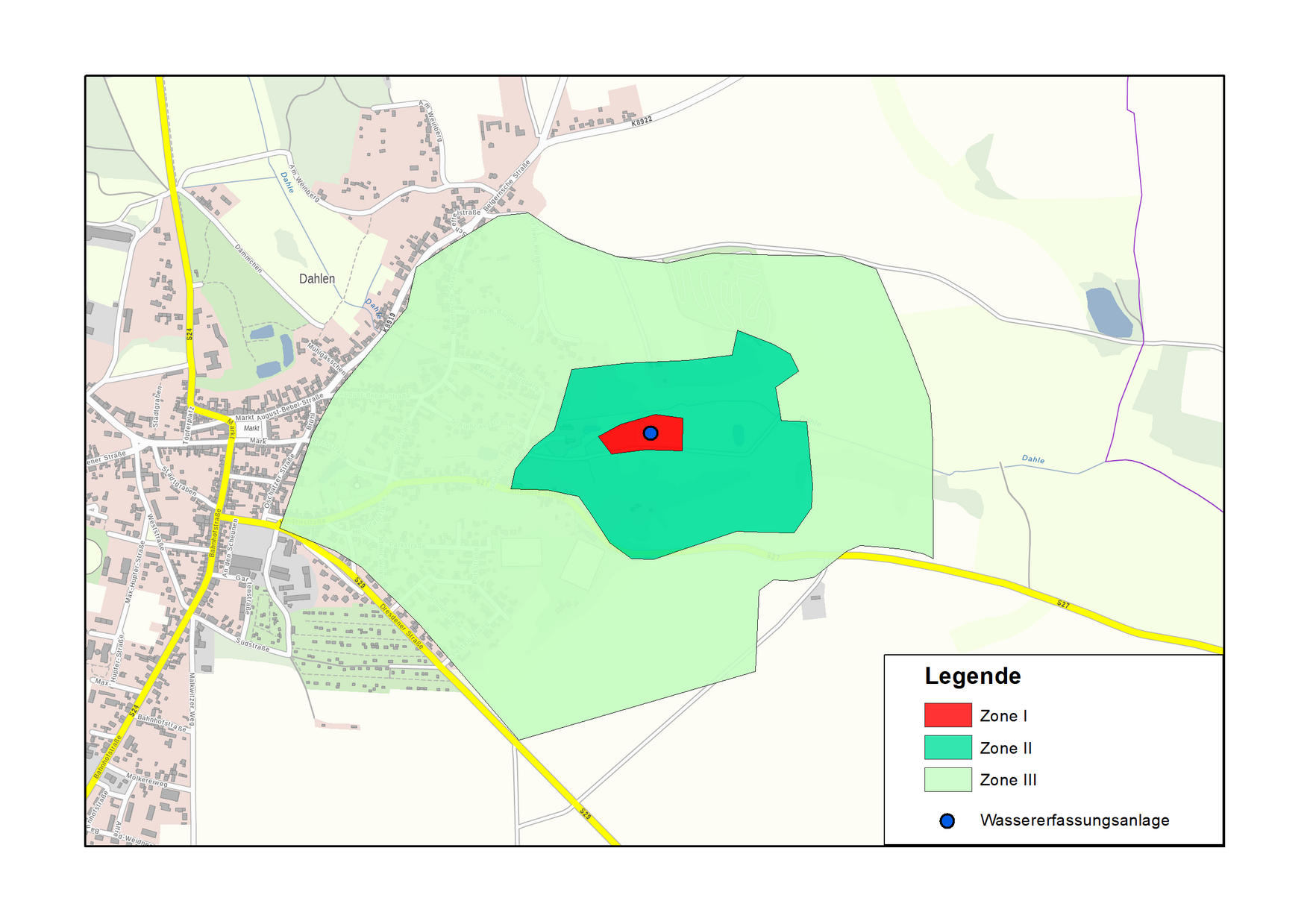 Darstellung der Wasserschutzzonen