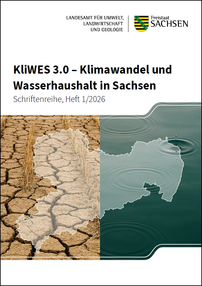 Titelseite Bericht "KliWES 3.0 - Klimawandel und Wasserhaushalt in Sachsen"